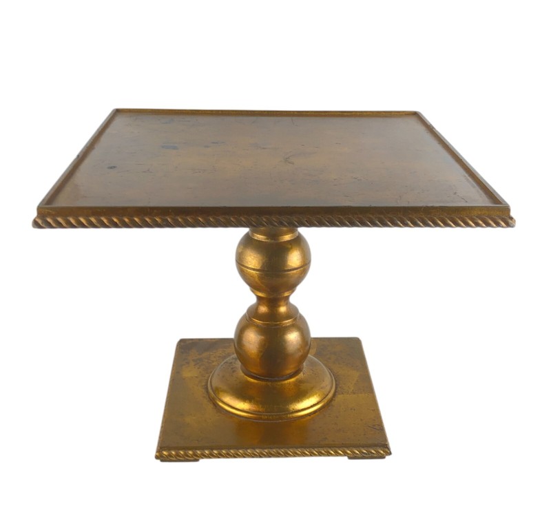 MId Century Giltwood Pedestal Side Table with Rope Twist Edging 19 x 19 x 16″