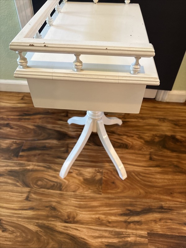 VTG-French Rectangular Accent Table With Drawer-white Chippy-very Cute! gallery