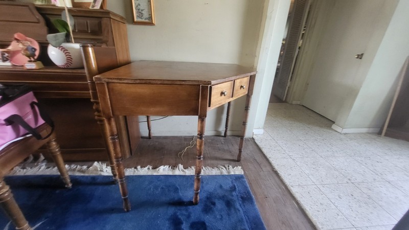 Antique Brown Wood Console Table, 1 Drawer, Unpolished Finish, 47x33x30 gallery
