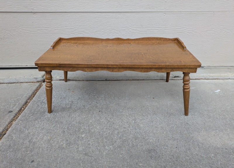 Vintage Rustic Country Colonial Maple Wood Coffee Table Turned Legs Gallery MCM gallery