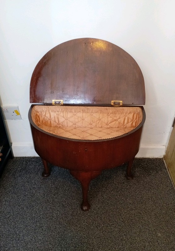 Mahogany Demi-Lune Table – Sewing Table With Box And Lid, Console Table Hall Tea