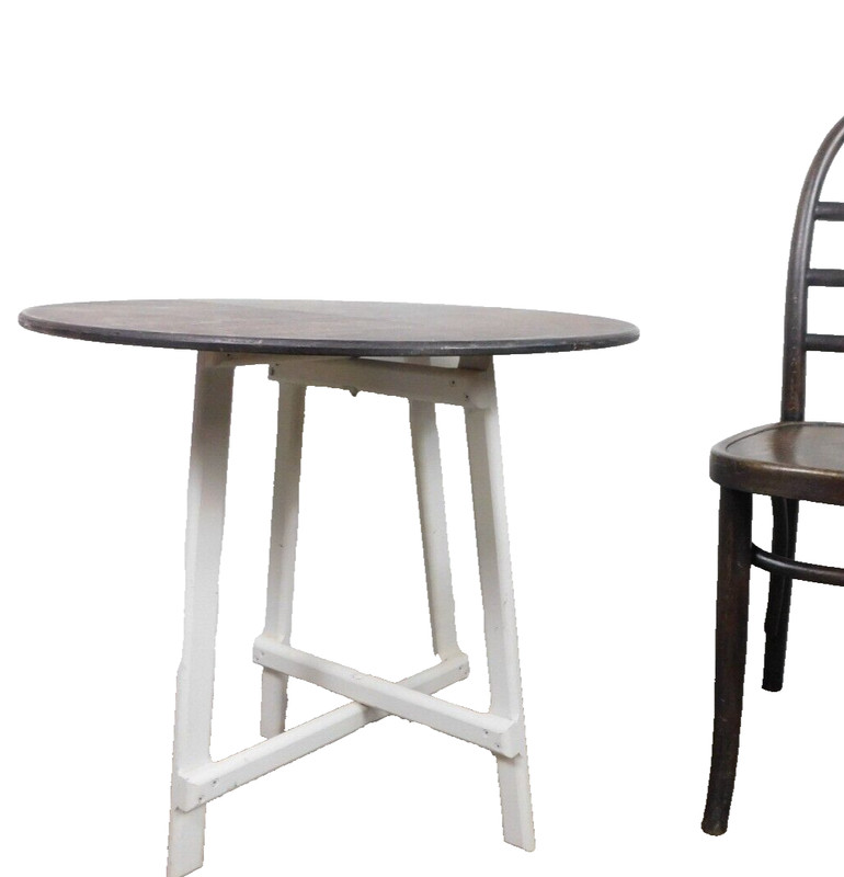 Vintage 1970s Smart Folding 23" Round Deck Cafe Gateleg Snack Card Table COOL gallery