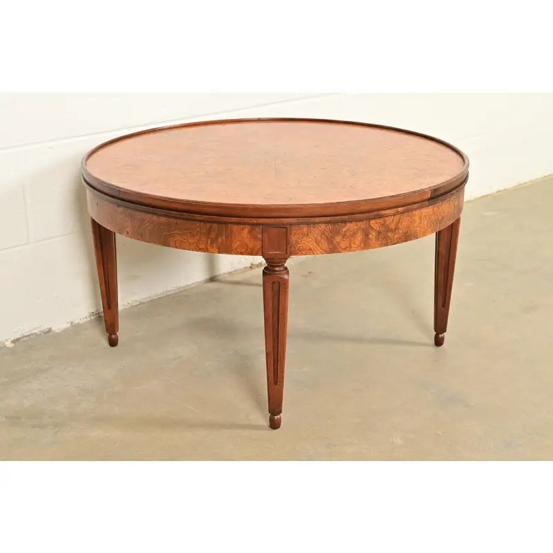 Baker Furniture French Regency Louis XVI Burled Wood Coffee Table, Circa 1960s gallery