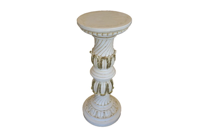 Vintage White Faux Marble Pedestal Plant Stand gallery