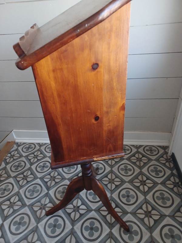 Mid Century Wooden Lectern w/ Storage Tripod Pedestal 41x13x22" gallery