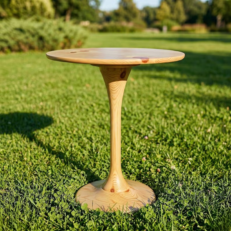 Mid-Century Modern Tulip Side Table | Walnut Pedestal End Table, Detachable Desi gallery
