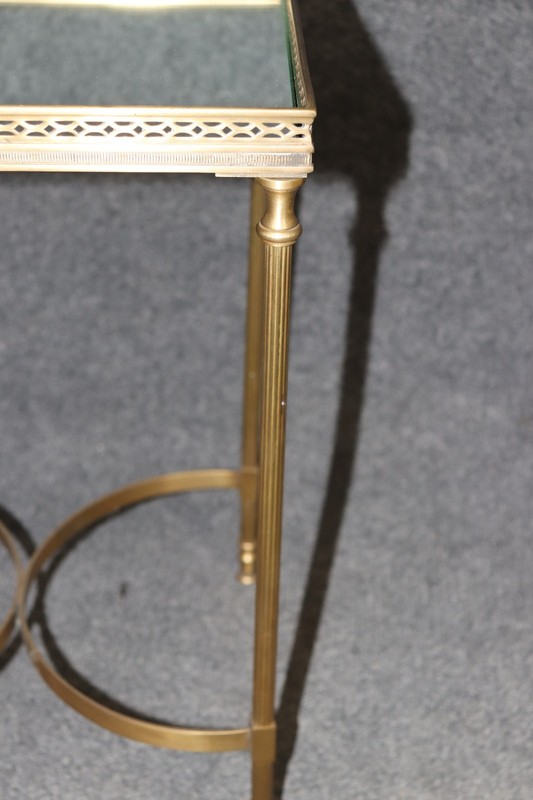 Pair 1960's Maison Jansen Style Mirrored Top & Brass End Tables gallery