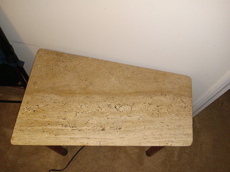 Edward Wormley for Dunbar Mid Century Travertine Wedge Table