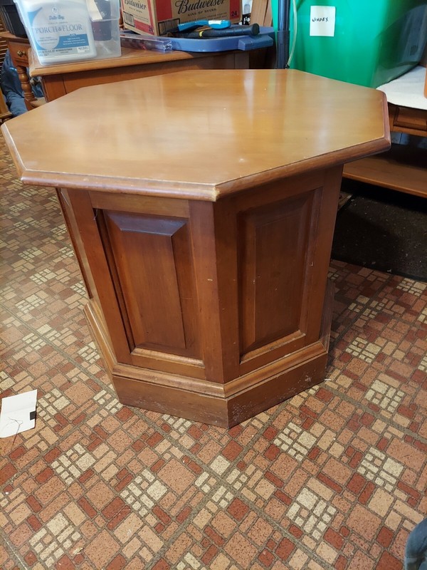 Vintage antique Hexagonal Storage End / Lamp Table heptagon octagon gallery