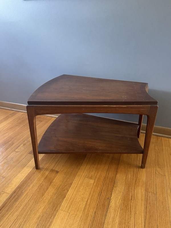 Vintage Lane Walnut Wedge End Table Style 997-21 Mid Century Modern MCM 1968 gallery