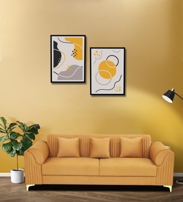 Sarita Furniture Light Orange Modern Three Seater Sofa