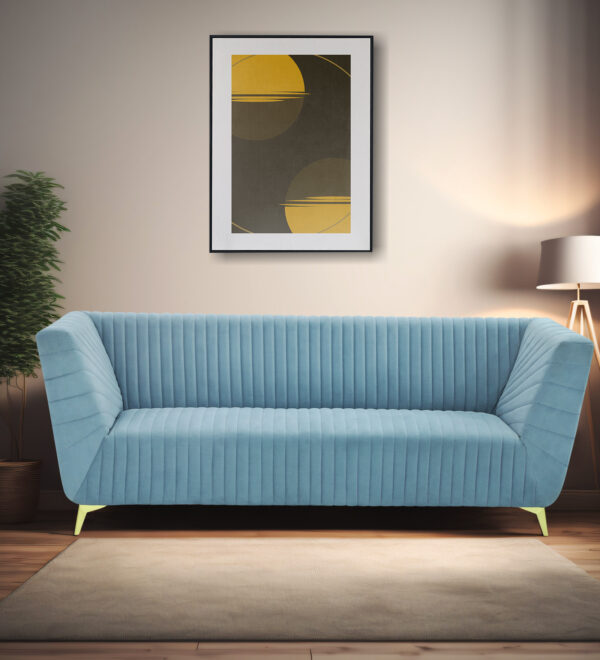 Sarita Furniture Sky grey Modern Three Seater Sofa