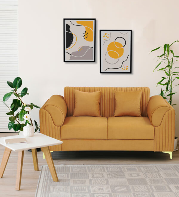 Sarita Furniture Light Orange02 Modern Two Seater Sofa