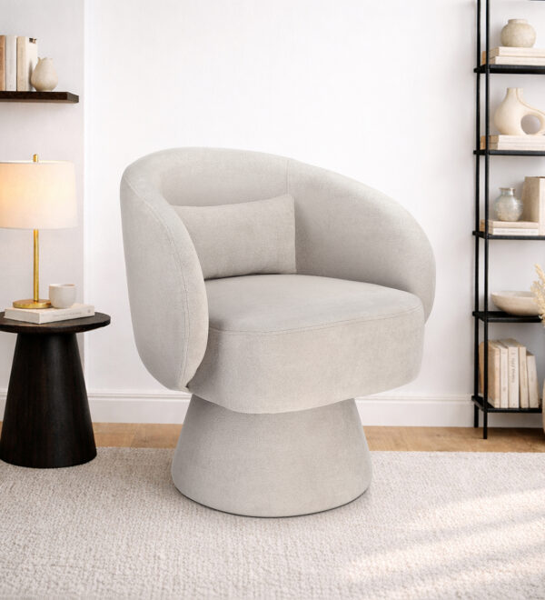 Aura Swivel Accent Chair 360 Degree For Living Room in Light Gray Color