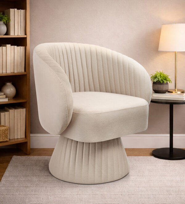 Aura Swivel Accent Chair 360 Degree For Living Room in Peach Color