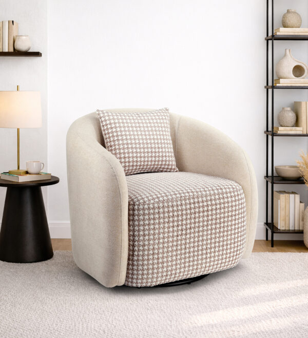 The Checkered Premium Swivel Barrel Accent Chair in Peach Color For Living Room (Copy) (Copy)