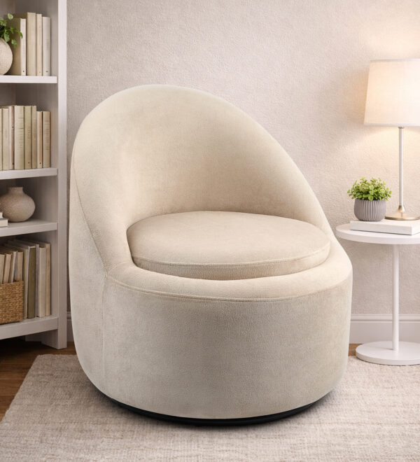 Clowd Nest Premium 360 Degree Swivel ChairIn of White Boucle Fabric
