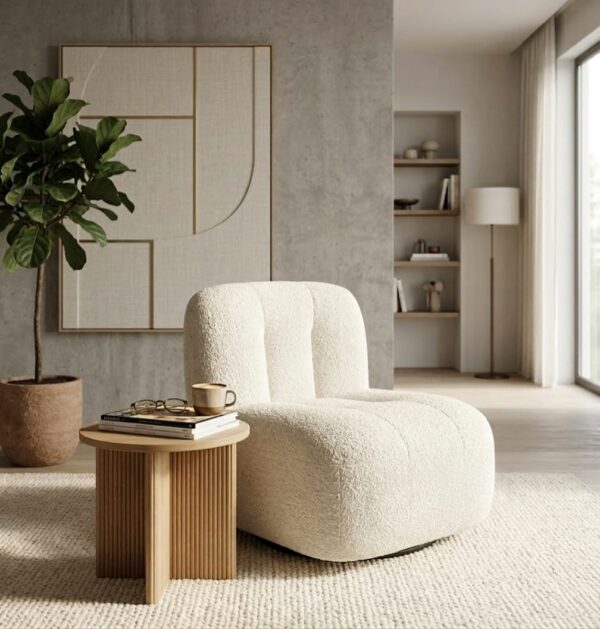 Marshmallow 360 Accent Modern  Chair In Boucle Fabric